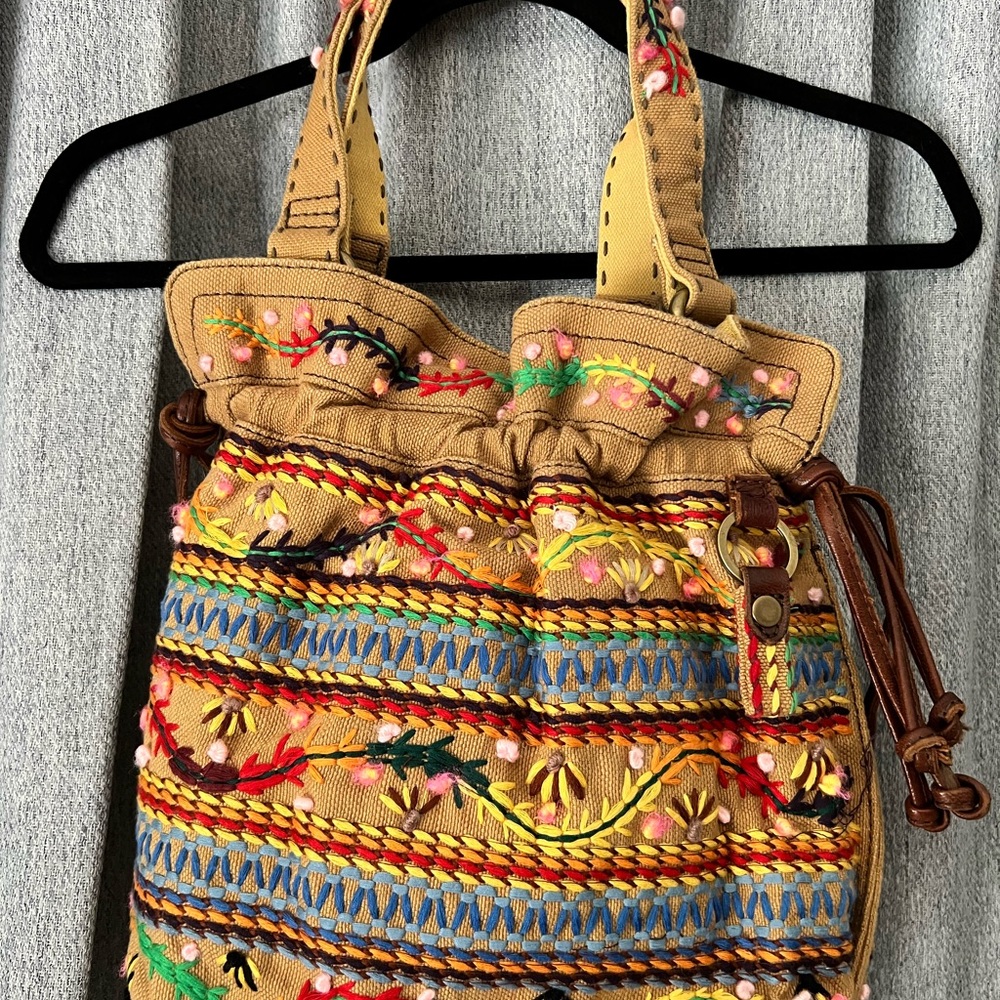 Lucky Brand Tan Tote Bag with Artisanal Design